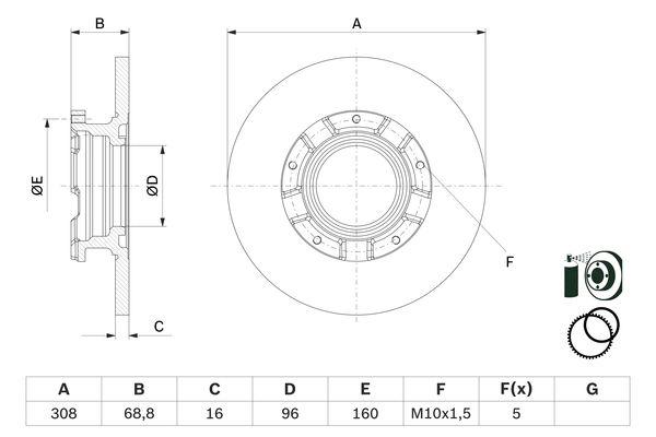 Disque de frein Bosch 0986479F62 - boîte de 1 disque - arrière - type plein_0