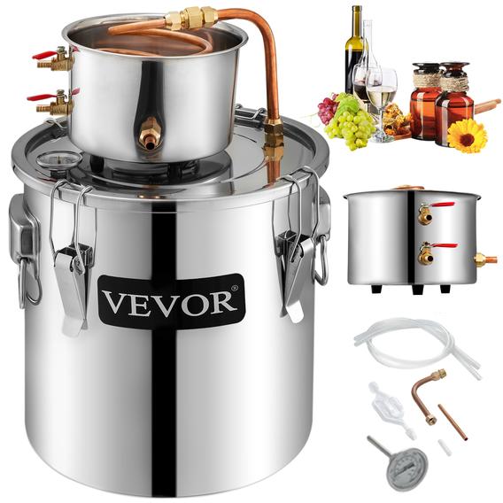 Distillateur alambic - distillateur d'alcool 38l en acier inox - vevor -  13,8 x 13,8 (35 x 35 cm), Vevor