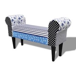 Helloshop26 - Banc banquette design avec patchwork bleu et blanc 02_0010995 - 3000603782720_0
