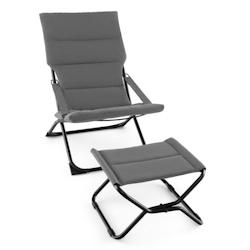 Helloshop26 - Chaise de patio pliante avec repose-pied chaise longue portable avec repose-pied coussin amovible chaise de plage 20_0008119 - 300020192_0