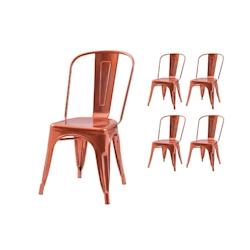 Kosmi Lot de 4 chaises style industriel en métal couleur cuivre - Finition brillant - cuivre métal 3760301697657_0