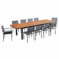 Oviala Business Ensemble table de jardin avec 8 chaises et 2 fauteuils bois - marron 108711_0
