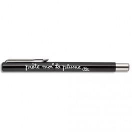 PARKER BEN STYLO PLUME VECTOR PHRASE : ''PRÊTE MOI TA PLUME'' CORPS NOIR, ATTRIBUT CHROMÉ