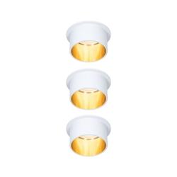 Paulmann Spot encastré LED 3-Step-Dim Gil Coin Kit de base  IP44 rond 68mm  Coin 3x6W 3x470lm 230V gradable 2700K Blanc dépoli#Doré 93381 - blanc 9_0