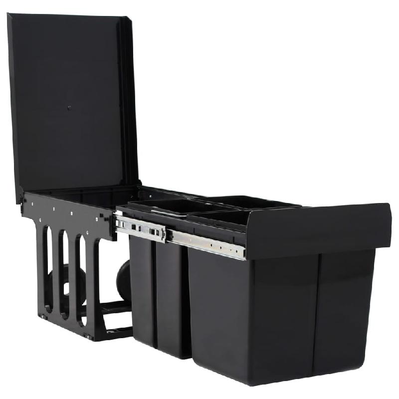 Poubelle amovible de cuisine - Fermeture en douceur - 48 litres - Noir - 02_0006109_0