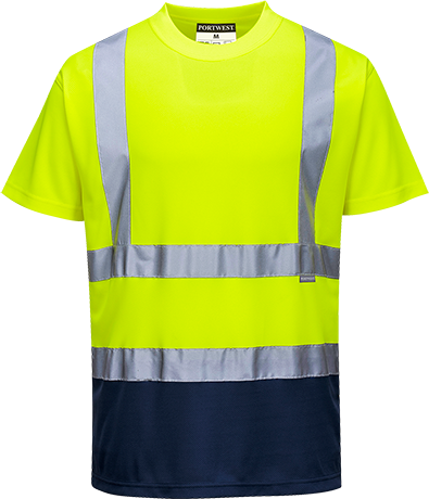 T-shirt bicolore jaune marine s378, s_0