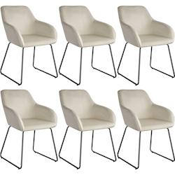 Tectake Lot 6 chaises de salle à manger aspect velours rembourré crème et noir - 405938 - beige polyester 405938_0