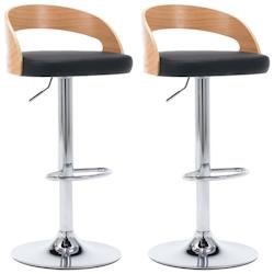 VidaXL Tabourets De Bar Lot De 2 Noir Similicuir Et Bois Courbé - noir 283148_0