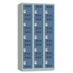 Pierre henry vestiaire 5 cases + 3 colonnes - dimensions : l90 x h180 x p50 cm gris perle bleu_0