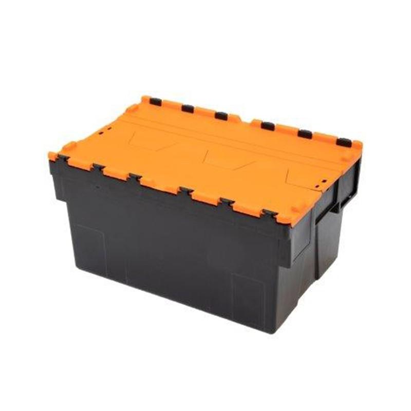 Bac navette 600 x 400 x 310 mm - 52L - plastique recyclé - couvercle orange - Rolléco_0