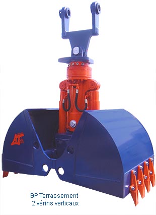 Benne preneuse pour terrassement - Ardennes Tech - 2 vérins verticaux - Largeur 500mm - Capacité 230L - Poids 630kg_0