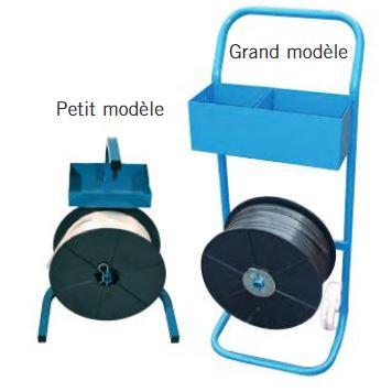 Dévidoir en acier pour feuillards polypropylène et textile - modèle portable ou à roulettes avec bac de rangement_0