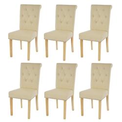Décoshop26 - Lot de 6 chaises de salle à manger chesterfield synthétique crème pieds clairs design moderne et chic 04_0002115 - 3000054832692_0