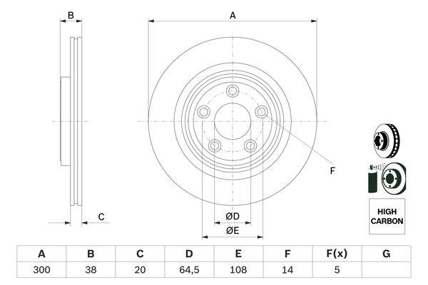 Disque de frein BOSCH 0986479F67 - Arrière - Ventilé - Boîte de 2 disques_0