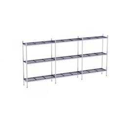 Distform Rayonnage en Inox avec Clayettes 3 Niveaux en Polypropylène P.500mm et H.1800mm Acier inoxydable 4950x500x500x1800mm - 651637390370_0