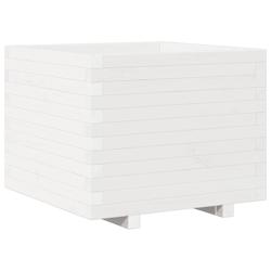 Helloshop26 - Jardinière bac lit surélevé plantes fleurs terrasse jardin 60 x 60 x 49,5 cm bois de pin massif blanc 02_0037720 - 3000214276502_0