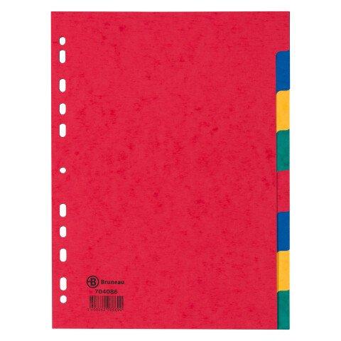 LOT DE 2 - INTERCALAIRES A4 CARTE LUSTRÉE COLORÉE BRUNEAU 8 ONGLETS NEUTRES MULTICOLORES - 1 JEU