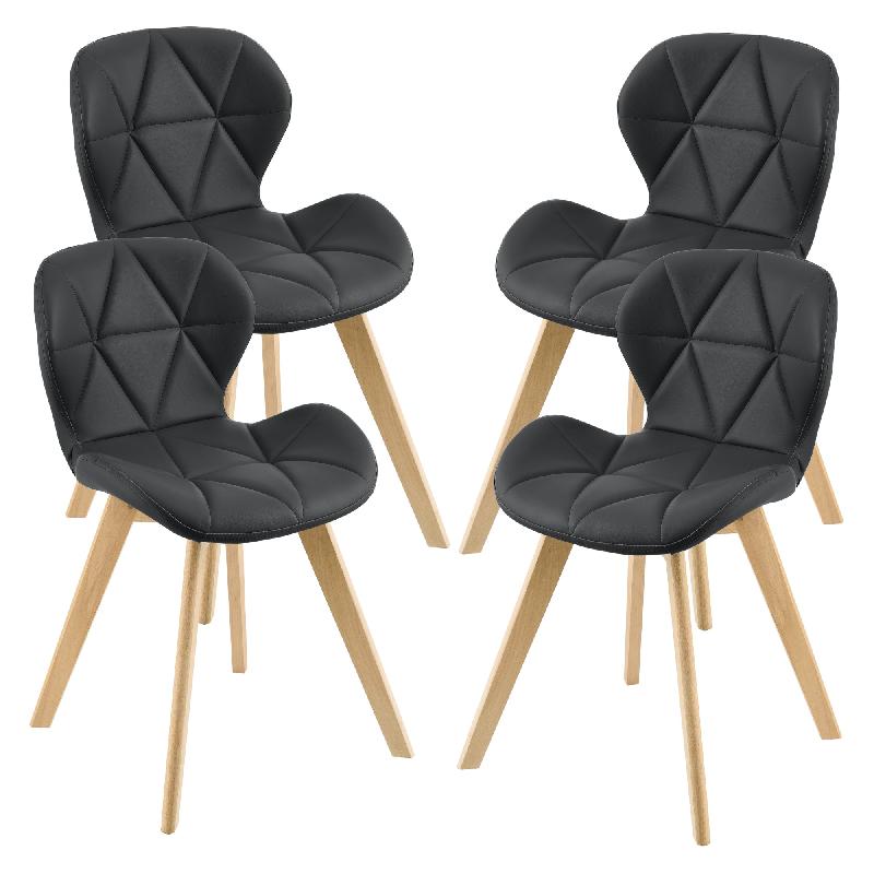 LOT DE 4 CHAISES SIMILICUIR 81 X 57 X 49 CM NOIR 03_0006776_0