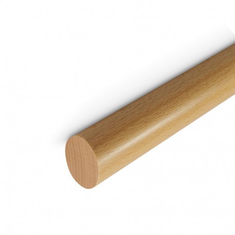 Mai007 - Main courante en hêtre verni - longueur 2,3 mètres - diamètre 42mm - bois doux et sans nœuds_0