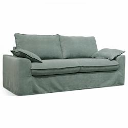 Oviala Business Canapé convertible en tissu texturé 3 places vert gris - gris textile 107708_0