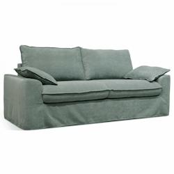 Oviala Business Canapé convertible en tissu texturé 3 places vert gris - gris 107708_0