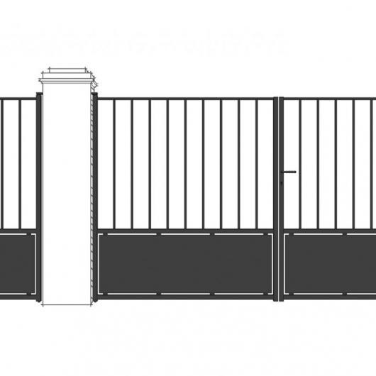Portail - Portillon droit Majorque avec soubassement tôle et accessoires_0