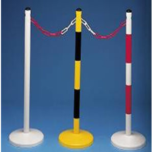 Potelet sur coupelle Blanc - idéal pour barrière de protection et délimitation - Usage extérieur - Marque Rolléco_0