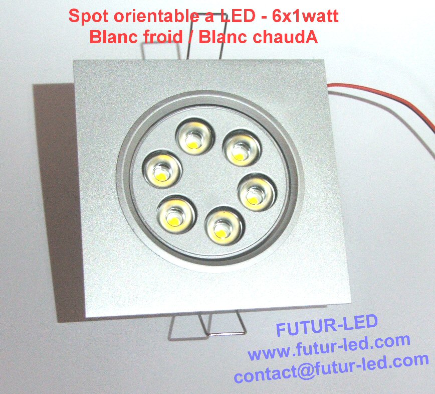 Spot led (6x1watt) orientable encastrable  ( modele carré)_0
