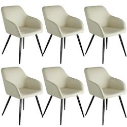 Tectake Ensemble de 6 chaises rembourrées revêtement en tissu crème et noir - 404767 - beige plastique 404767_0