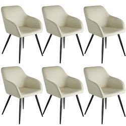 Tectake 6 Chaises Marilyn tissu - crème/noir -404767 - beige plastique 404767_0