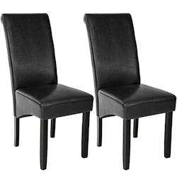 Tectake Lot de 2 chaises aspect cuir - noir -401293 - noir matière synthétique 401293_0
