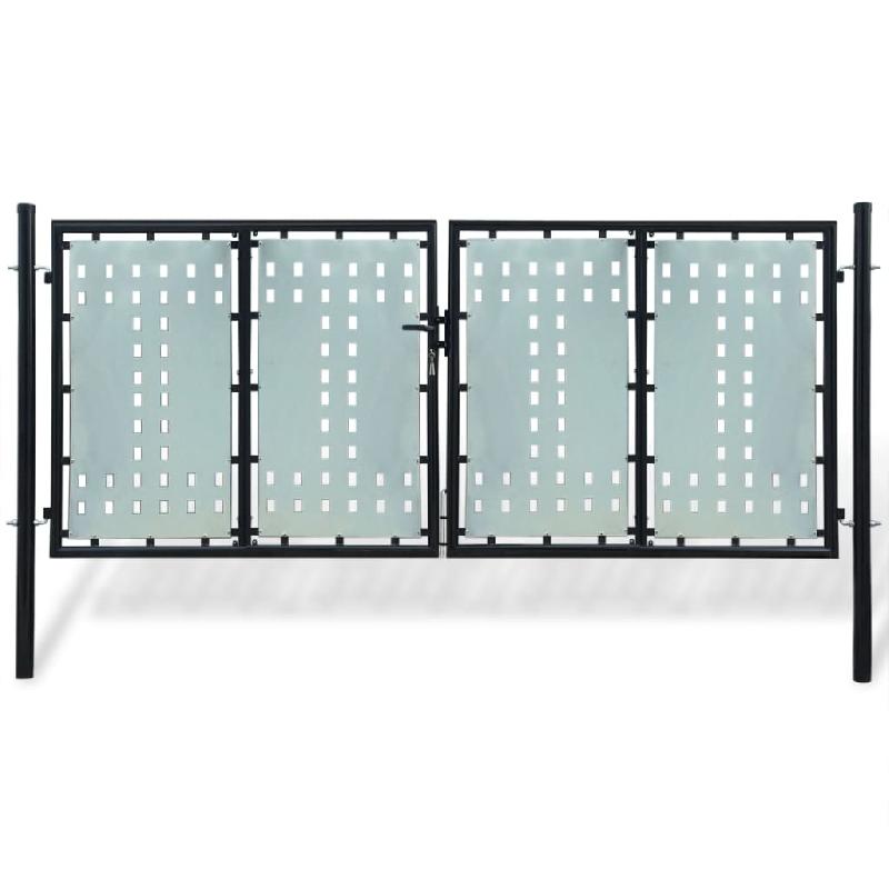 Vidaxl portail simple de clôture noir 300x175 cm 141692_0