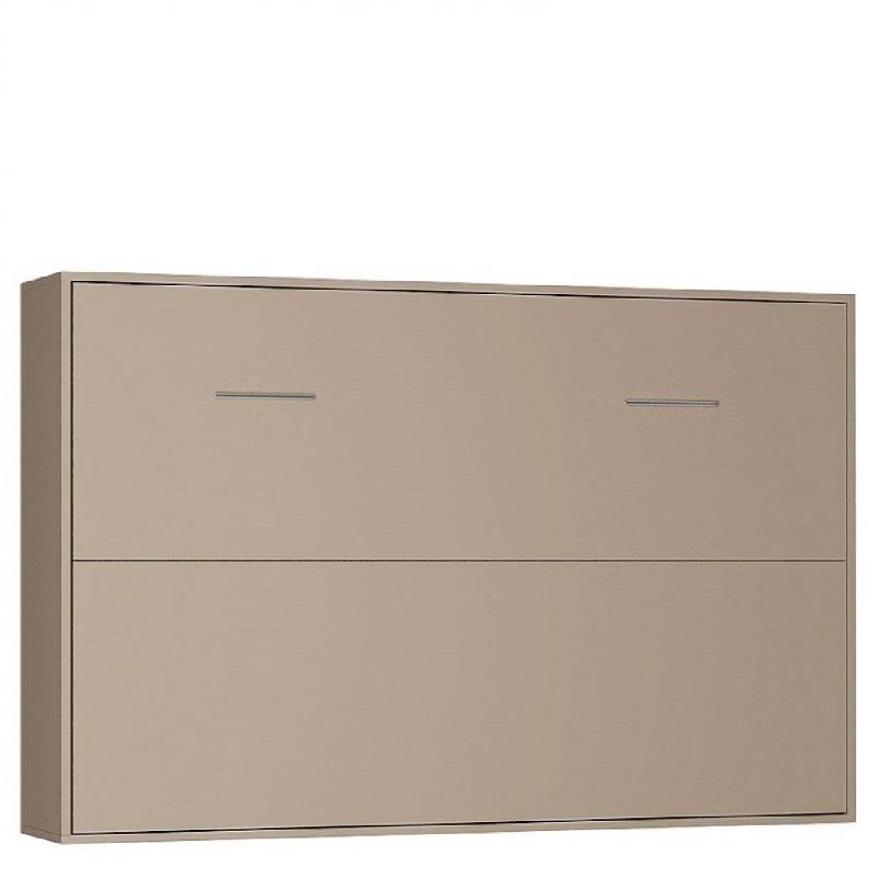 ARMOIRE LIT HORIZONTALE ESCAMOTABLE STRADA-V2 TAUPE MAT COUCHAGE 140*200 CM._0