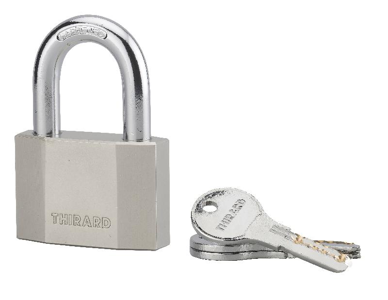 Cadenas à clé Octo 60mm - Anse acier cémenté nickelé - 3 clés réversibles - Réf. 00290054 - THIRARD_0