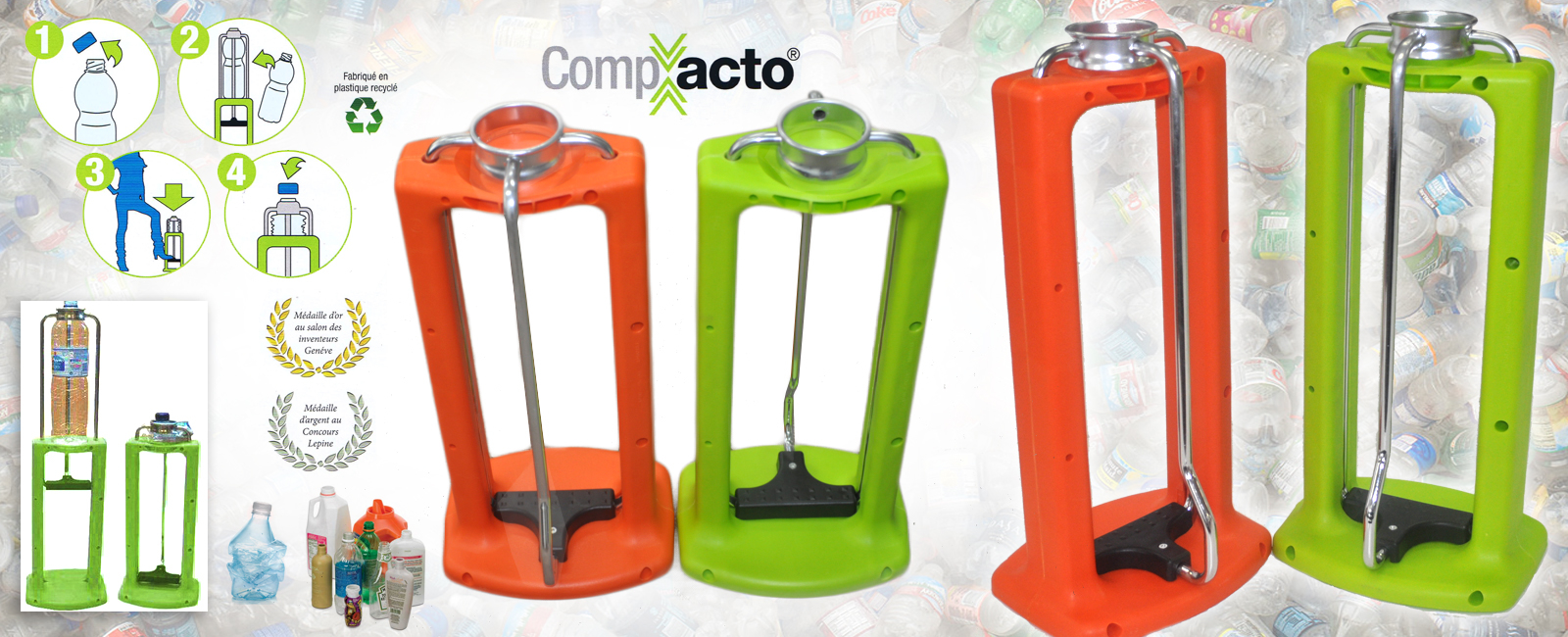 Compacteurs de déchets Compacto - bouteilles en plastique, canettes, briques en carton - écologique et robuste_0