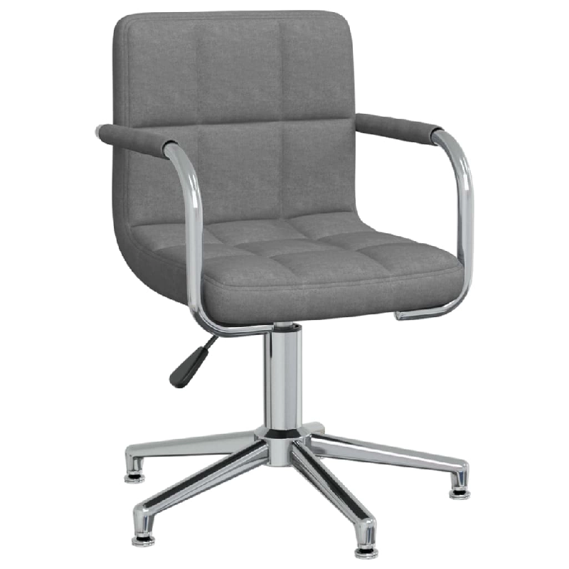Décoshop26 - Chaise pivotante de salle à manger bureau en tissu gris cadre en acier chromé DEC025080 - gris 3000255060238_0