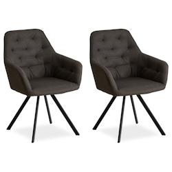 Décoshop26 - Lot de 2 chaises de salle à manger salon avec revêtement confortable couleur anthracite CDS06106 - 3000429569604_0