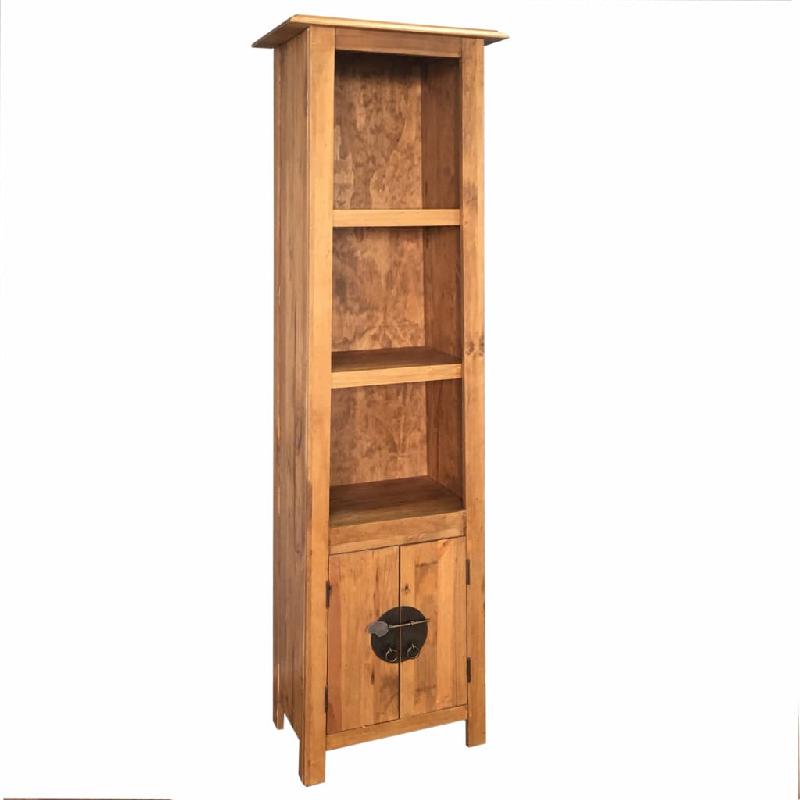 Étagère armoire design autoportante en bois de pin massif recyclé - Style rétro avec 2 étagères et 1 compartiment_0