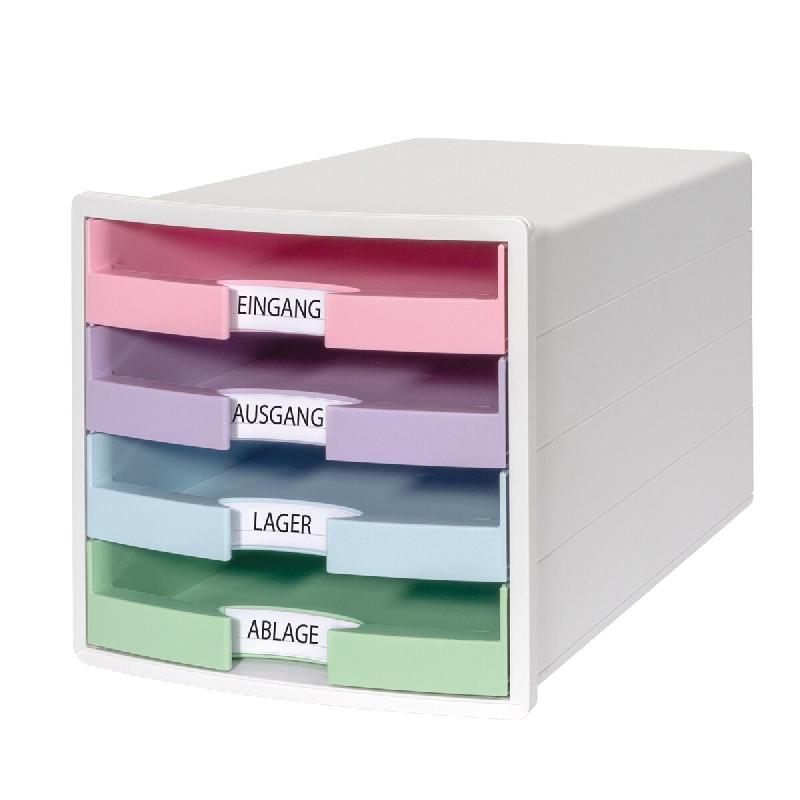 HAN Module de rangement IMPULS 2.0 Trend Colour, 4 tiroirs A4+, coloris blanc/multicolore - 4012473120129_0