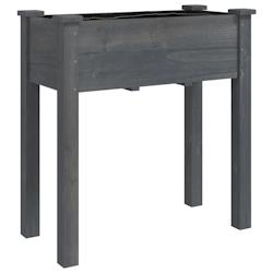 Helloshop26 - Jardinière bac lit surélevé plantes fleurs terrasse jardin avec doublure 71 x 37 x 76 cm bois massif de sapin gris 02_0038142 - 30002_0