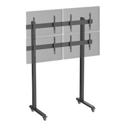 KIMEX Support TV sur pieds - mur d'images 4 écrans 45''- 55'' hauteur 240cm à roulettes noir - noir 3700685426160_0