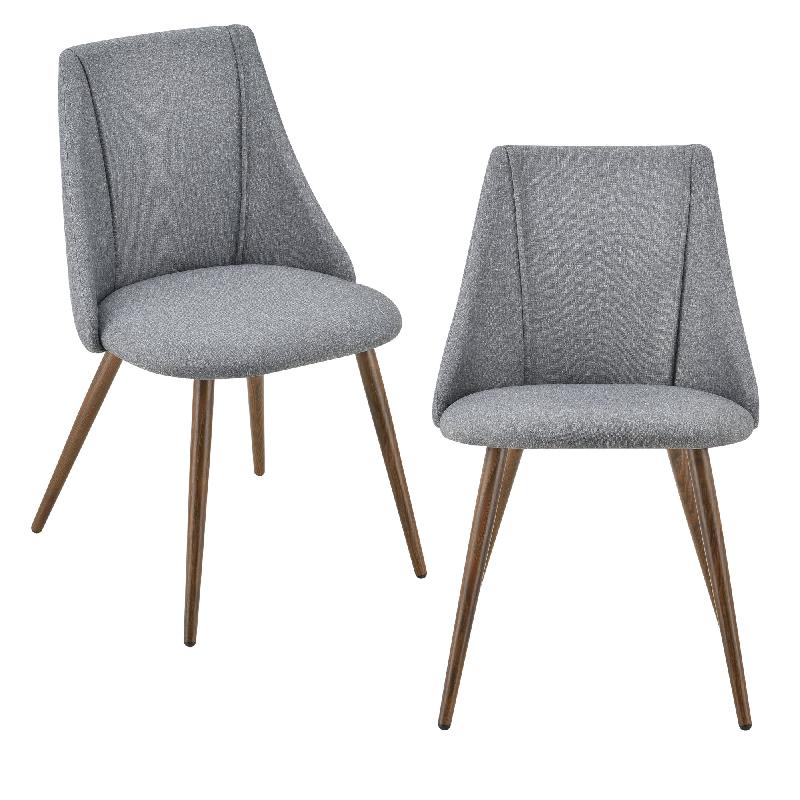 LOT DE 2 CHAISES DE SALLE À MANGER CUISINE REMBOURRÉE EN TEXTILE PIEDS MÉTAL SIÈGE FAUTEUIL DE SALON 83 CM GRIS 03_0005731_0