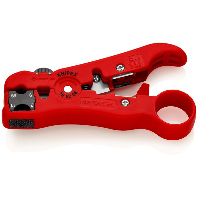 Outil à dénuder pour câbles coaxiaux RG59 / 6 / 7 /11 - 125mm - Sur carte - KNIPEX | 16 60 06 SB_0