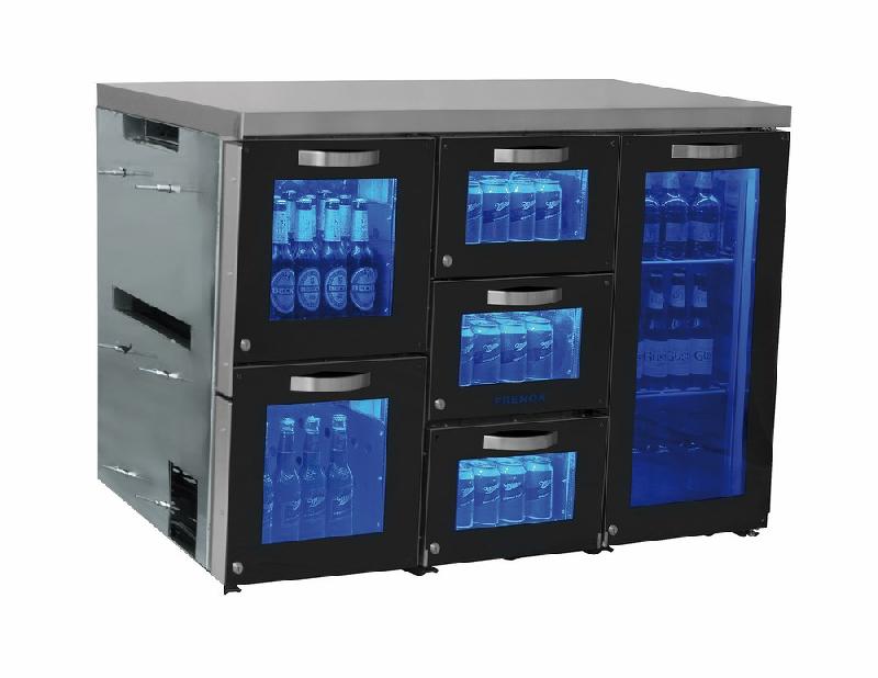 Réfrigérateur bar droite avec 1 porte battante en verre et 5 tiroirs en verre, 0°/+8°c - IBC0061_0