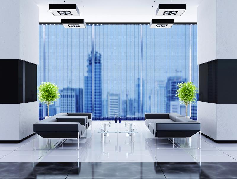 Store-film à bande verticale - efficacité thermique et design élégant pour grandes baies vitrées - Batitint_0