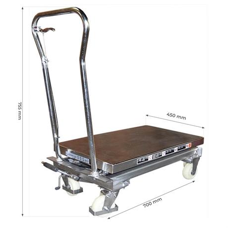 Table élévatrice manuelle inox 304 capacité 100 et 200 kg TNOX1_0
