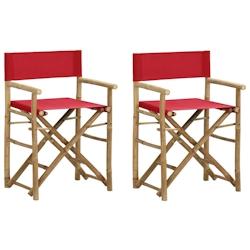 VidaXL Chaises Pliables De Directeur Lot De 2 Rouge Bambou Et Tissu - rouge 313031_0