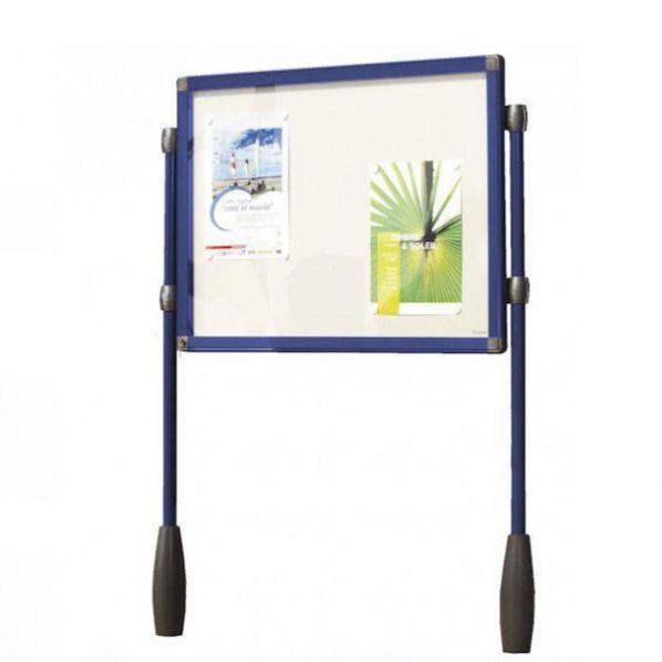 Vitrine sur piétement pour extérieur bleu - format 24 x A4 - marque Rolléco_0