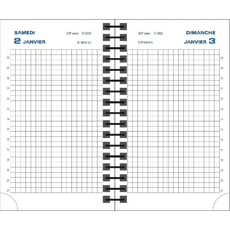 Agenda 2024 LECAS format carré 14 x 22 cm - Règlure travers horaires -  Couverture noire - 1 jour par page