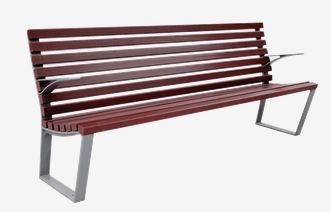 Banc public Leman UM397E - piètement en fonte ductile traité Ferrus - lattes en bois tropical teinté acajou_0